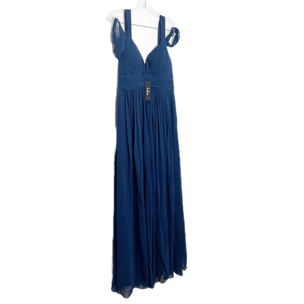 NWT Lulu’s Navy Blue Rouched Gown Size Large